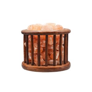 Wooden Cage Basket with Salt Chunks